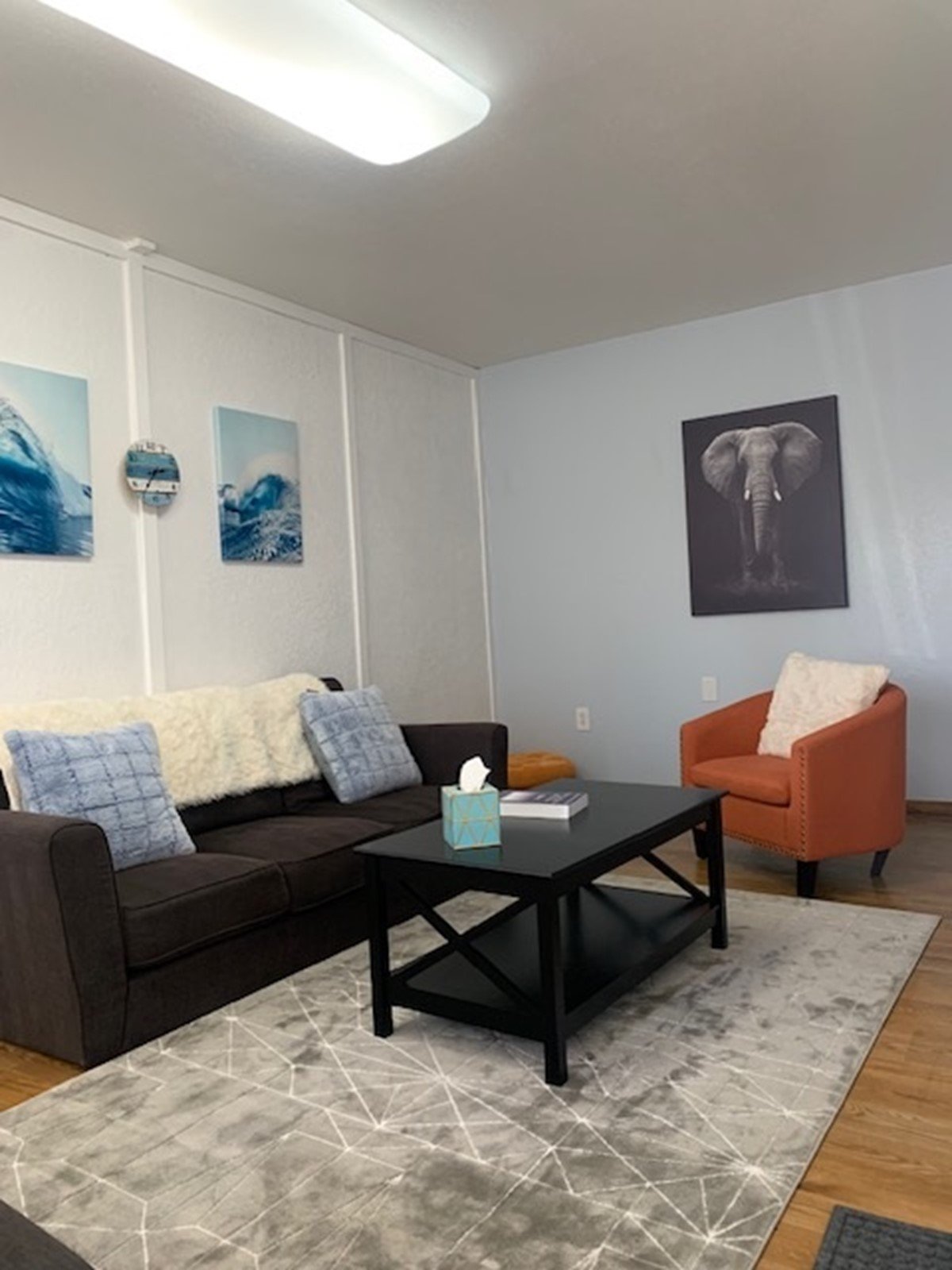 Comfortable seating area in the Wasilla office
